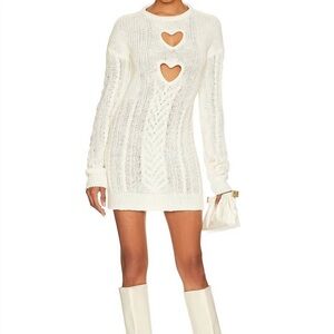 For Love And Lemons Ivory Heart Cutout Knit Dress Size S